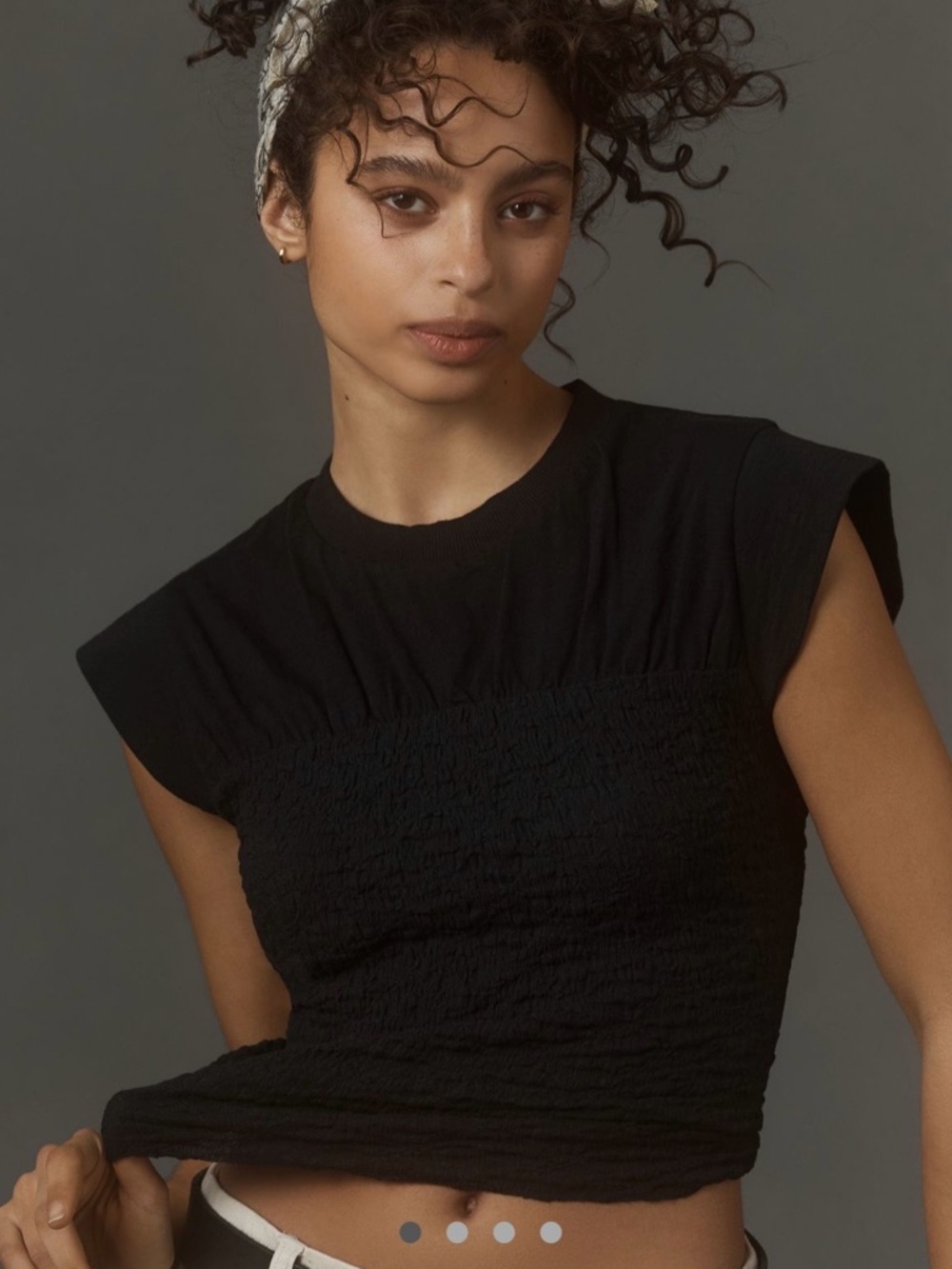 Anthropologie Maeve Smocked Muscle Top - Black- size L - NWT - Picture 3 of 5